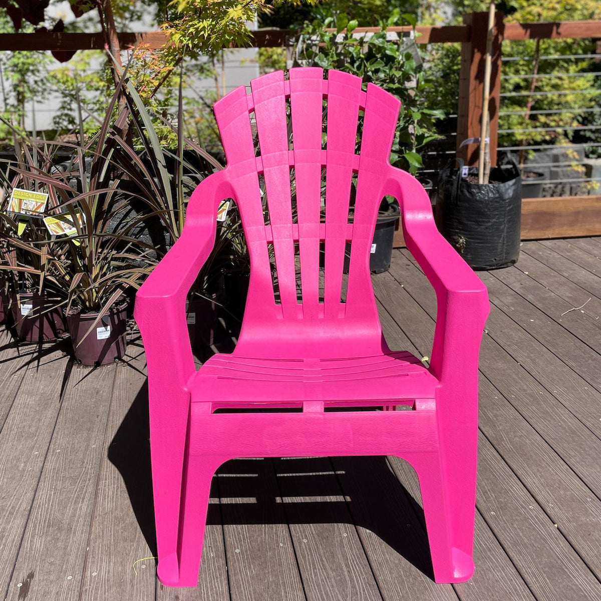 pink plastic garden chairs