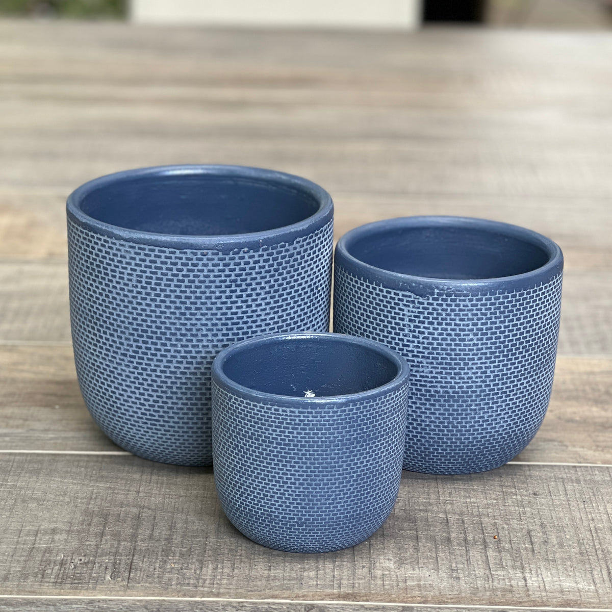 Flowerpot and buy Saucer in Midnight blue on Red Stoneware