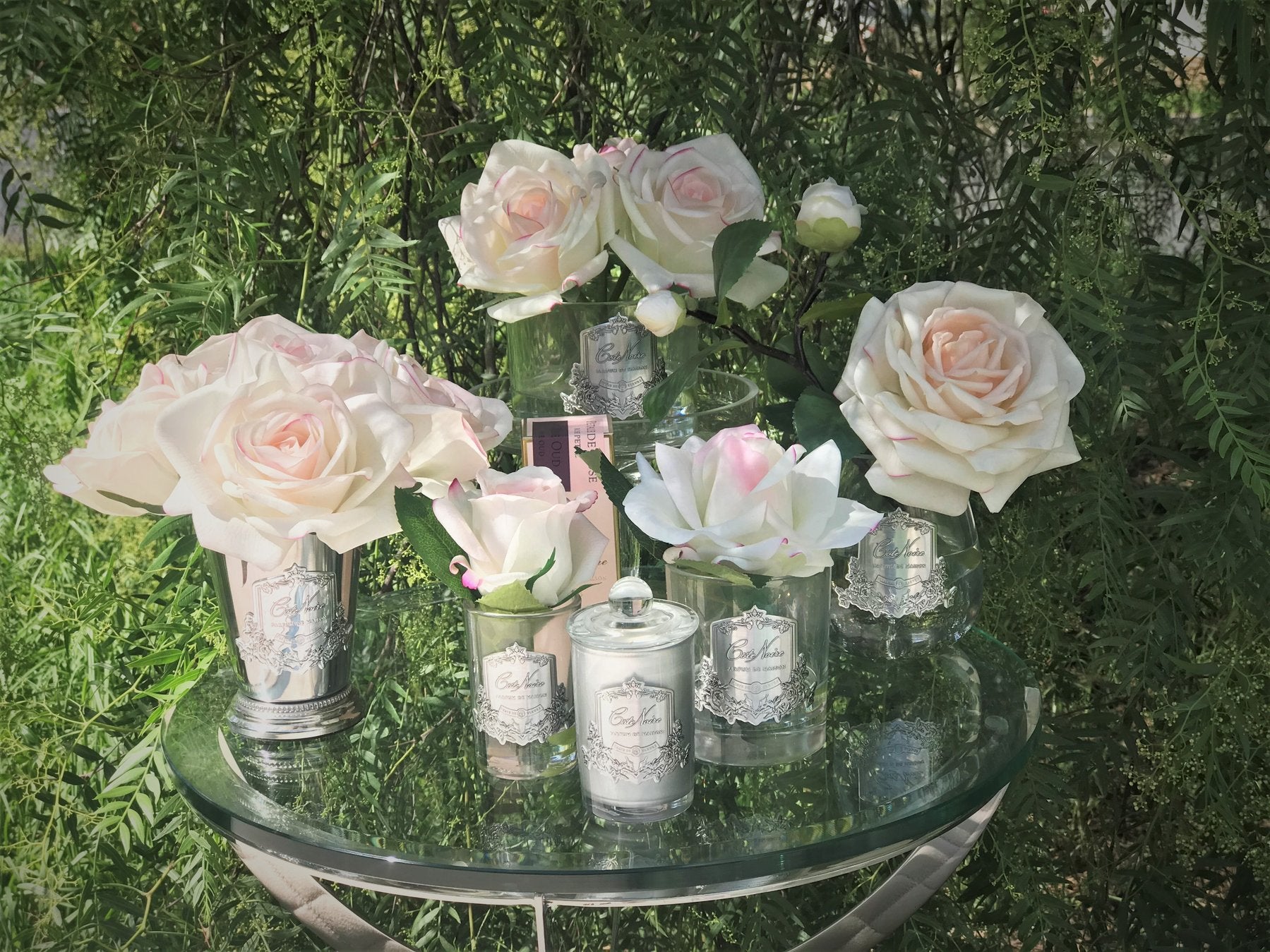 5 Rose Pink Blush - Clear Glass With Silver Badge