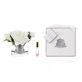 5 Rose Ivory White - Clear Glass With Silver Badge
