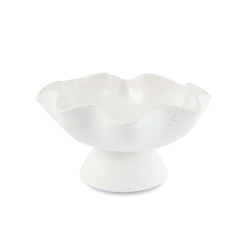 Ripple Pedestal Bowl - White 30x16cm