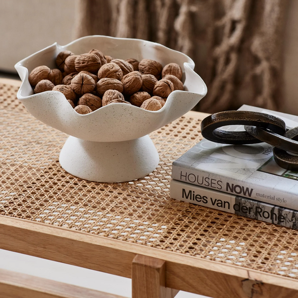 Ripple Pedestal Bowl - White 30x16cm