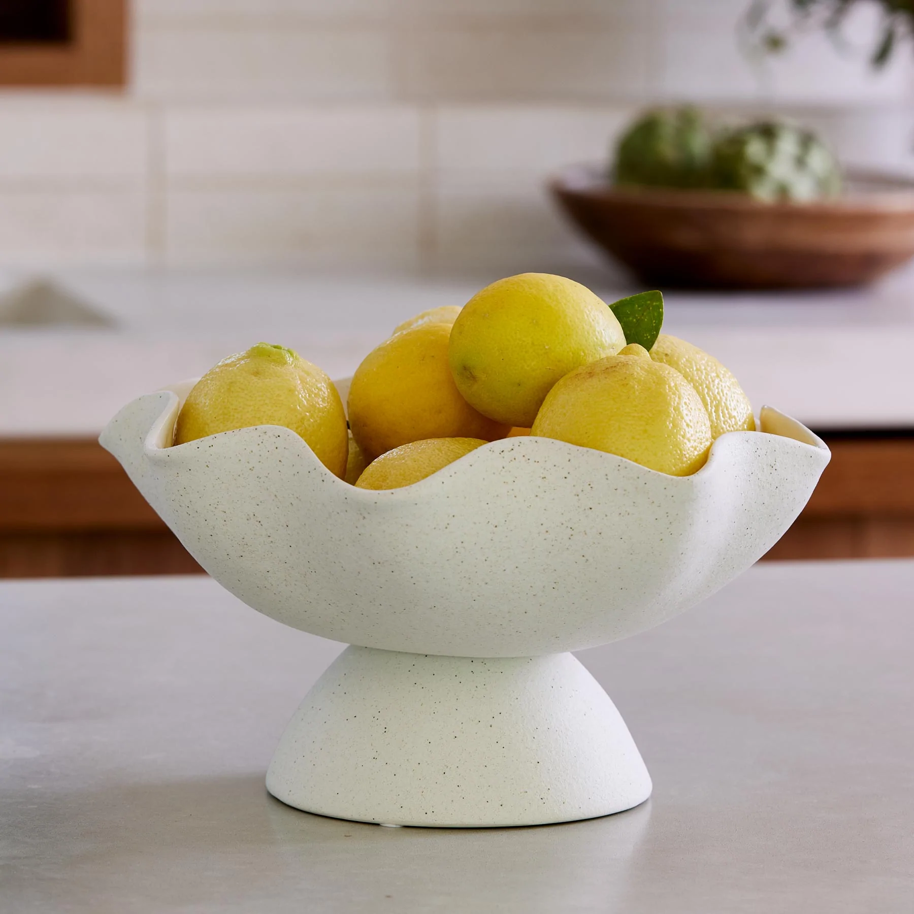 Ripple Pedestal Bowl - White 30x16cm