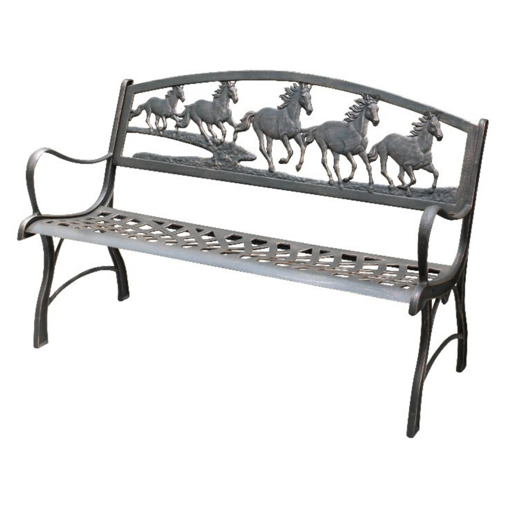 Cast Iron Bench - Horses Running