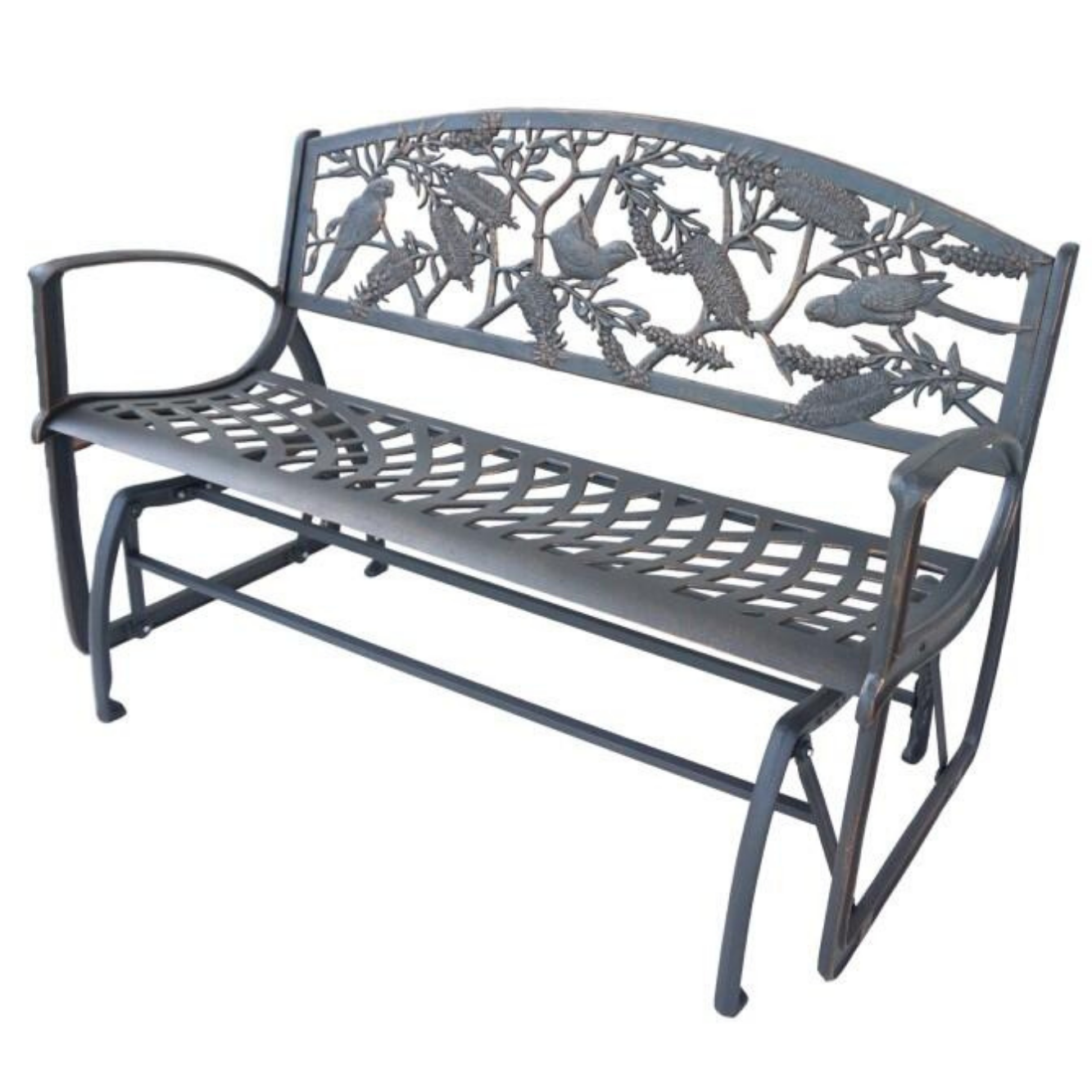 Cast Iron Glider Bench - Rosella & Bottlebrush