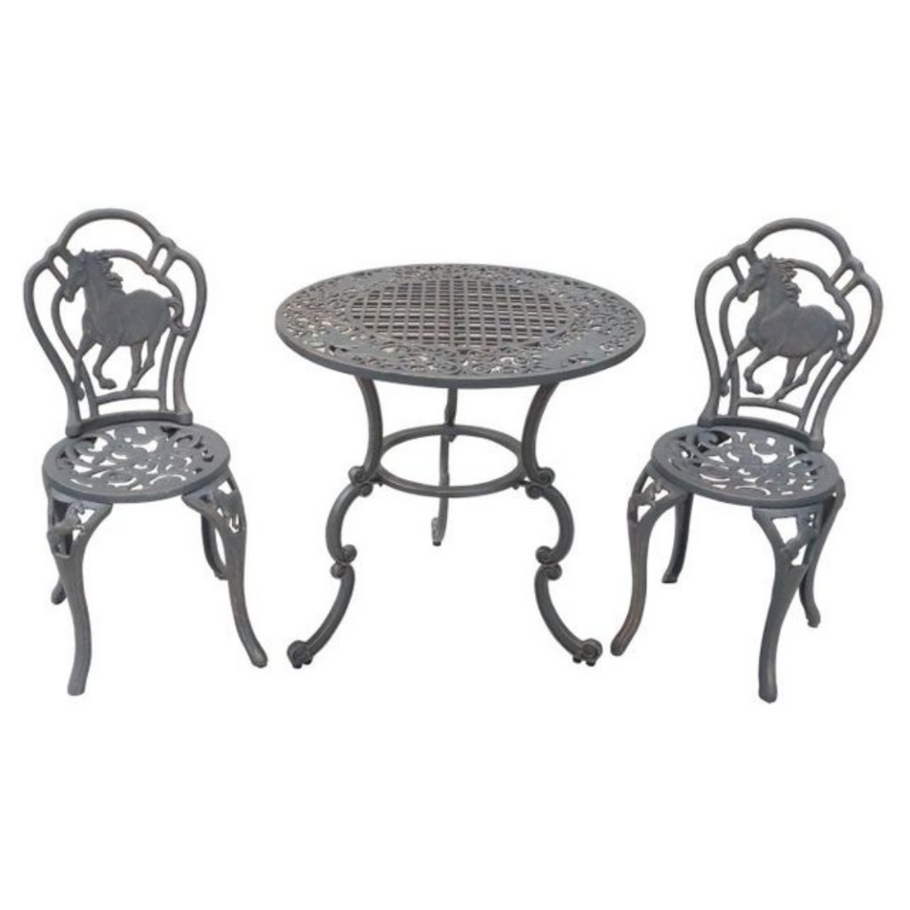 Cast Iron Garden 3 Piece Setting - Horse