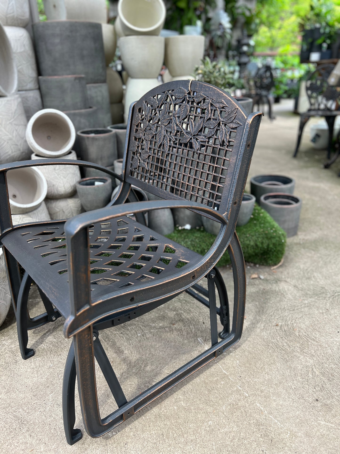 Cast Iron Glider Chair - Leaves