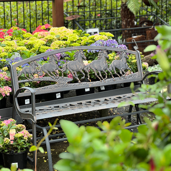 Cast Iron Glider Bench - Running Horses