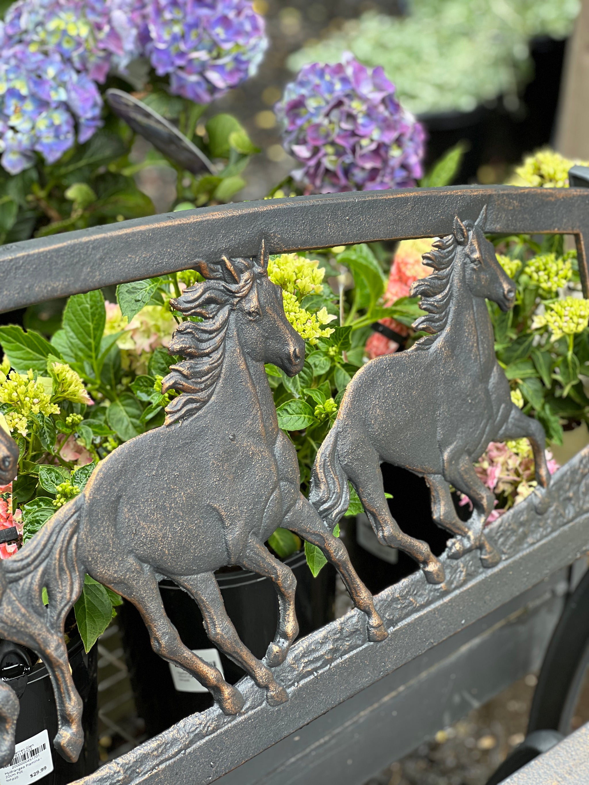 Cast Iron Glider Bench - Running Horses