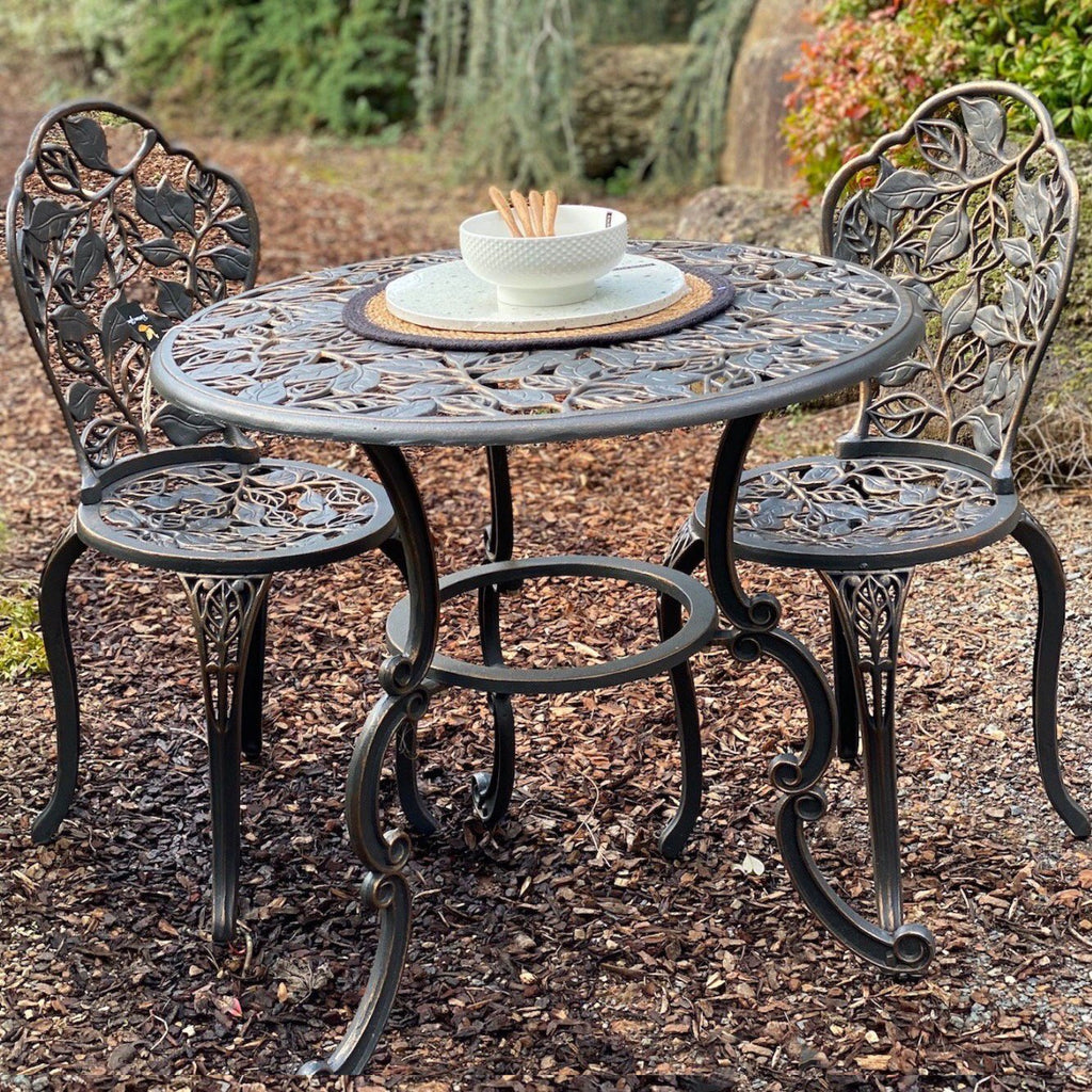 Cast Iron Garden 3 Piece Setting - Leaves