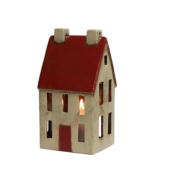 Alsace Chalet Tealight - Tall Red & White