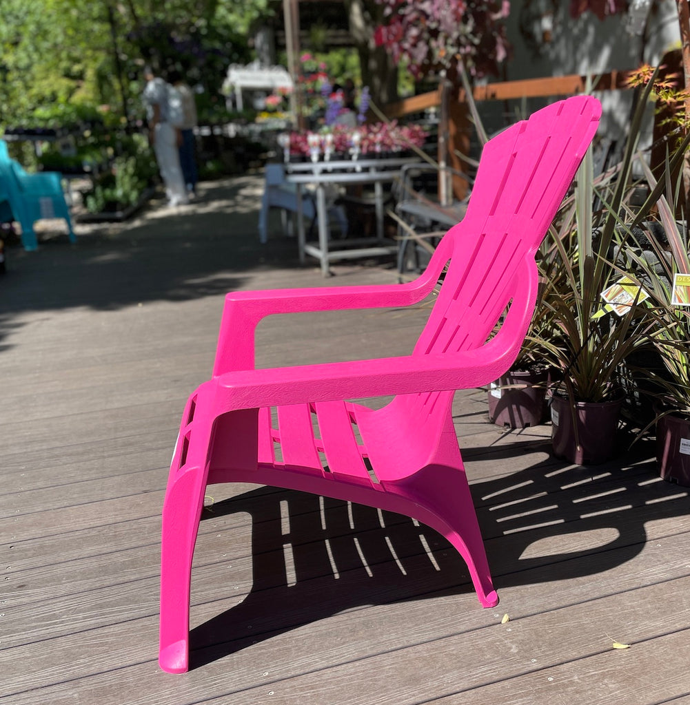 pink plastic garden chairs