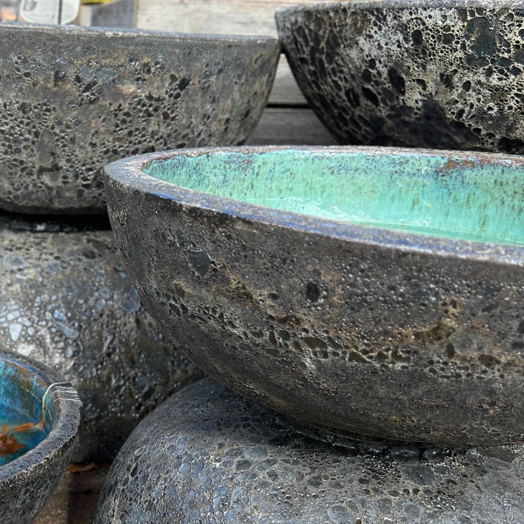 Fossil Lotus Water Bowl - Lava