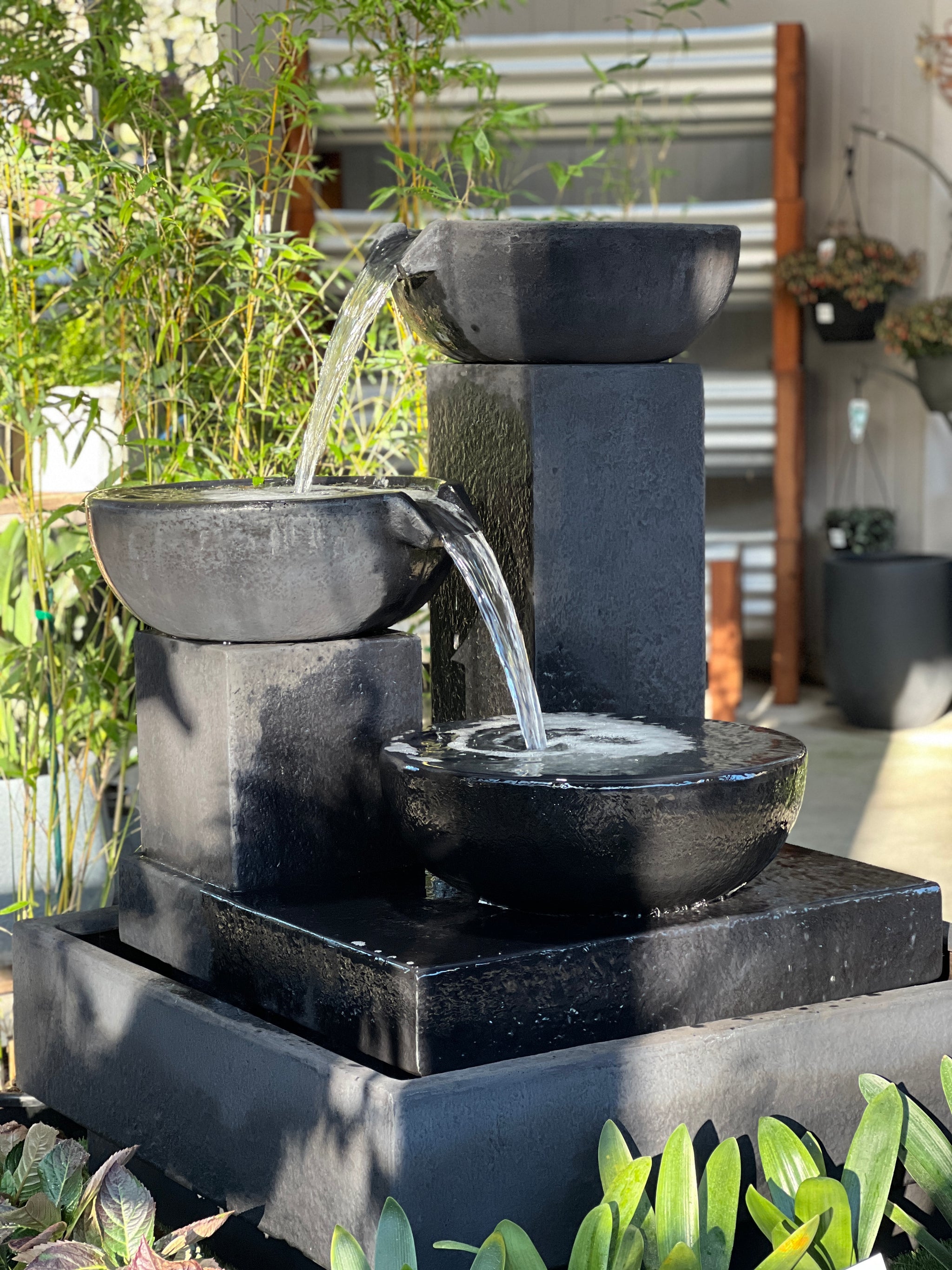 Trio Cascading Fountain - Charcoal