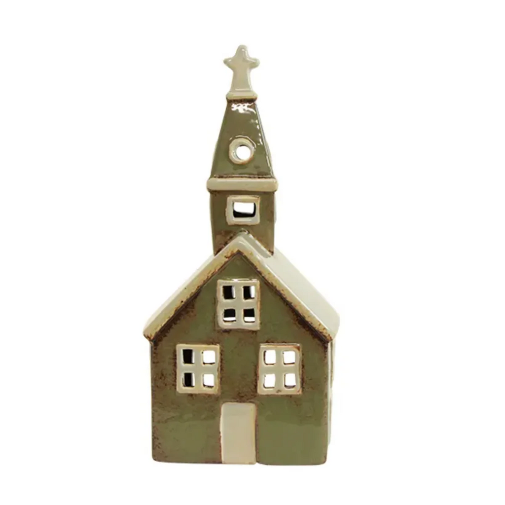 Alsace Tealight Church Olive Green