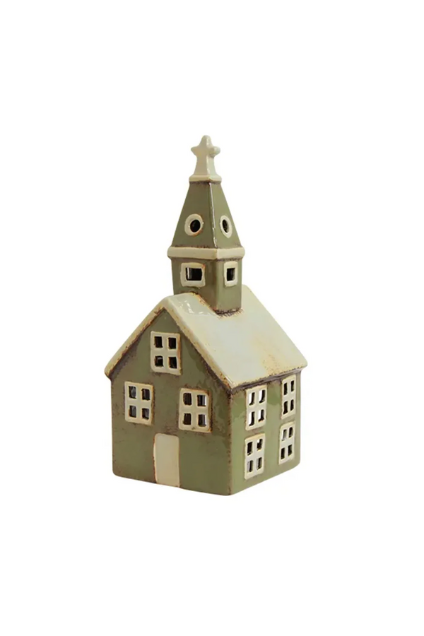 Alsace Tealight Church Olive Green
