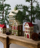 Alsace Tea Light House Christmas Green With Shutters