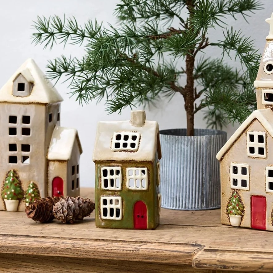 Alsace Tea Light House Christmas Green