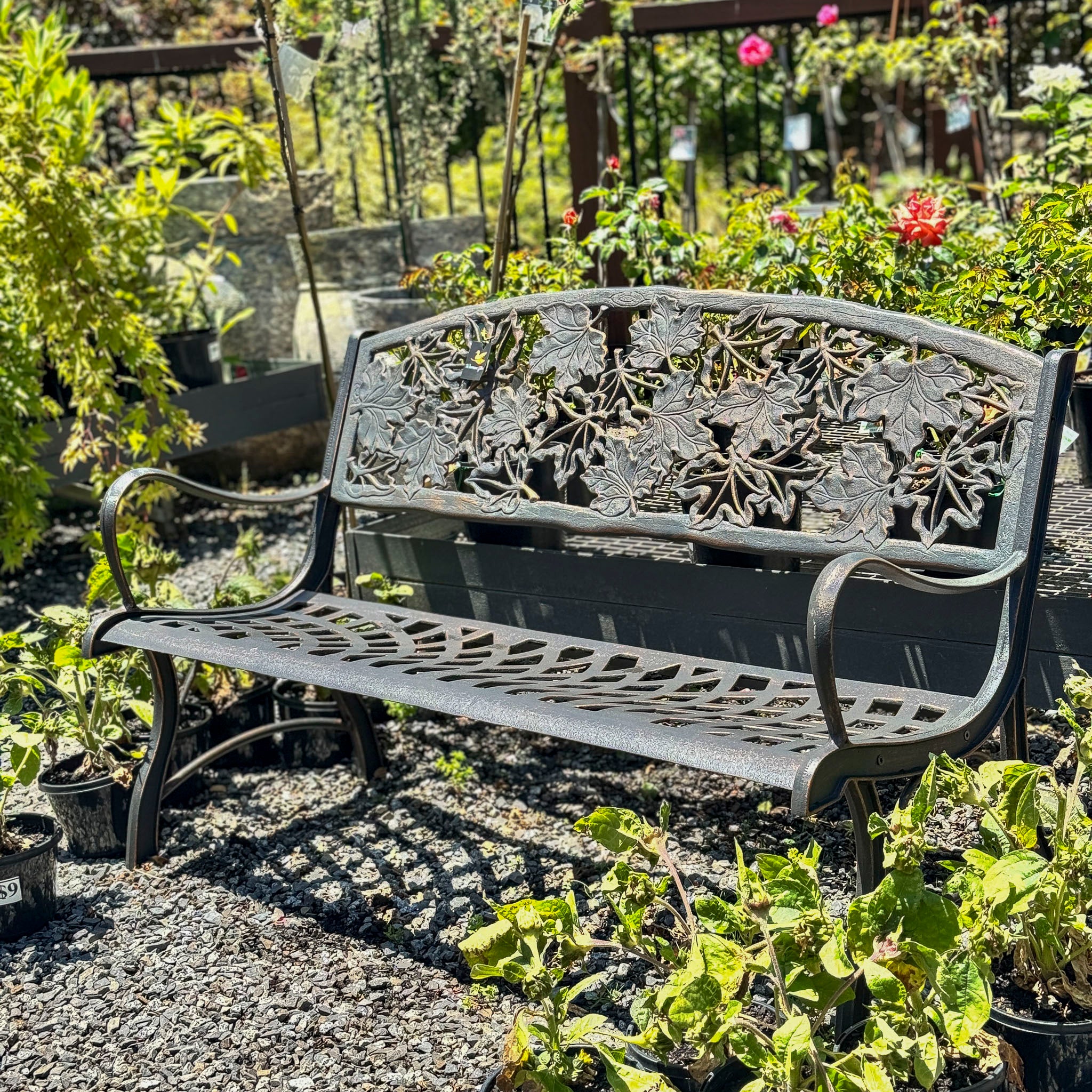 Cast Iron Bench - Maple Leaf