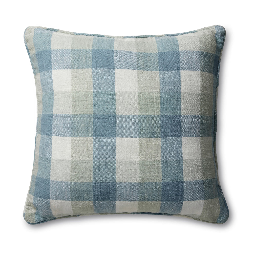 Isaac Check Cushion 50cm - Blue/Seafoam