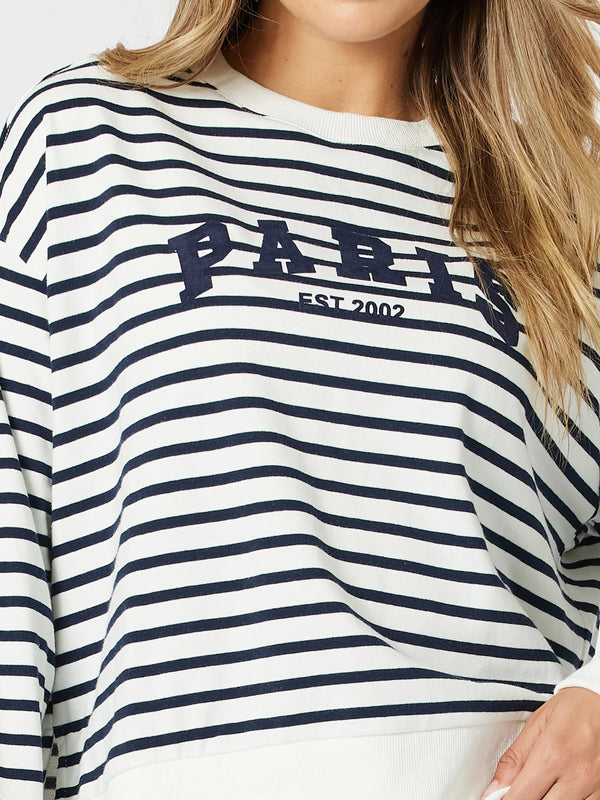 Paris Stripe Sweatshirt - Navy/White