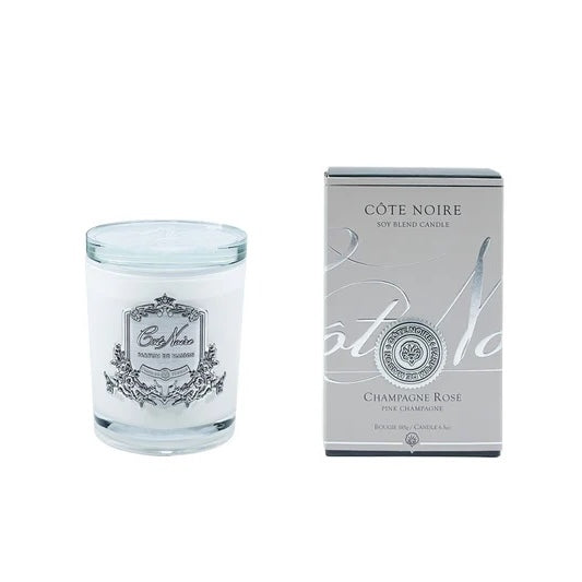 Silver Badge Candle 185g - Pink Champagne