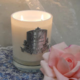 Silver Badge Candle 185g - Pink Champagne