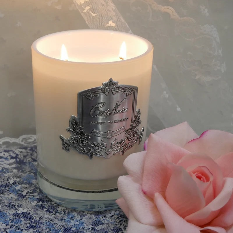 Silver Badge Candle 185g - Pink Champagne
