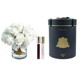 Grand Bouquet White In Black Box - Clear Glass With Gold Badge