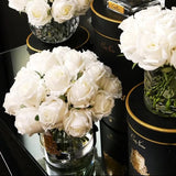 Grand Bouquet White In Black Box - Clear Glass With Gold Badge