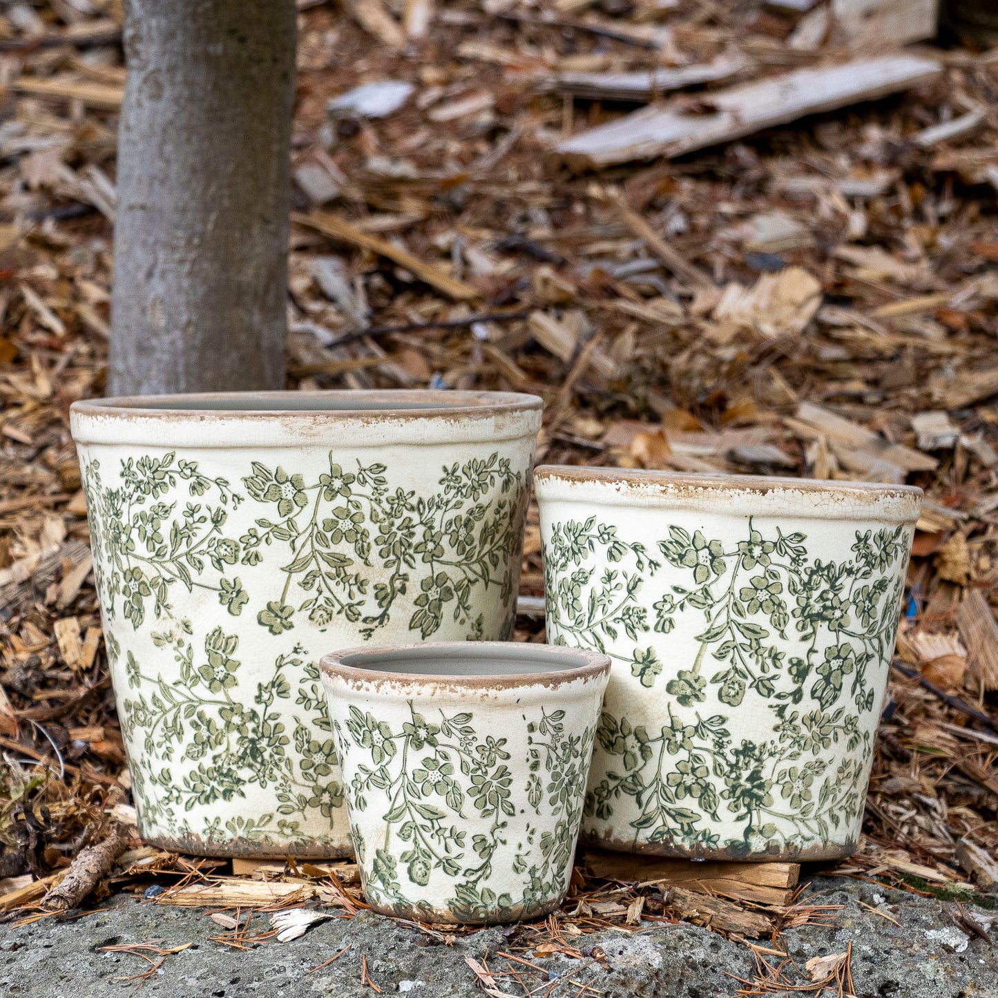 Tall Pot - Green Flower