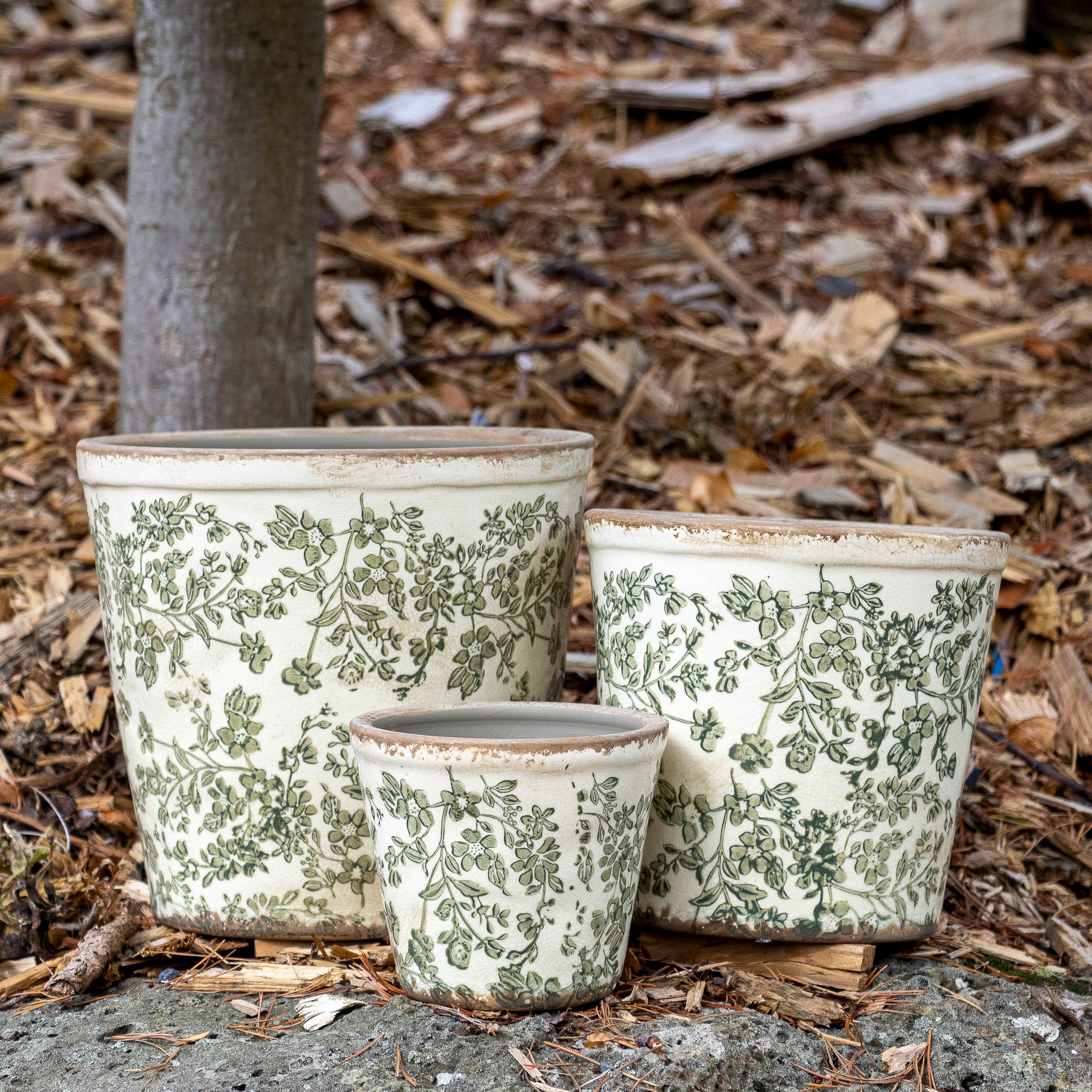 Tall Pot - Green Flower