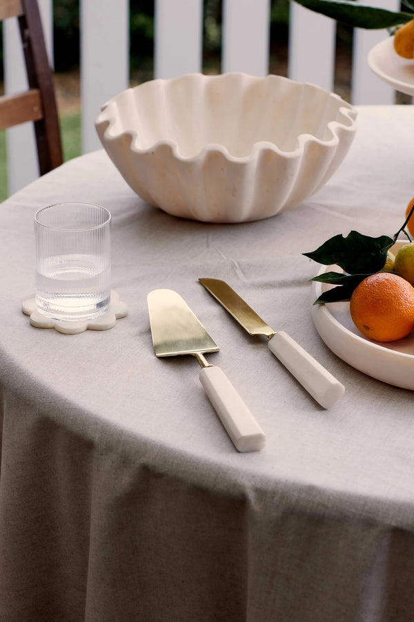 Aries Cake Server Set - Cream/Gold