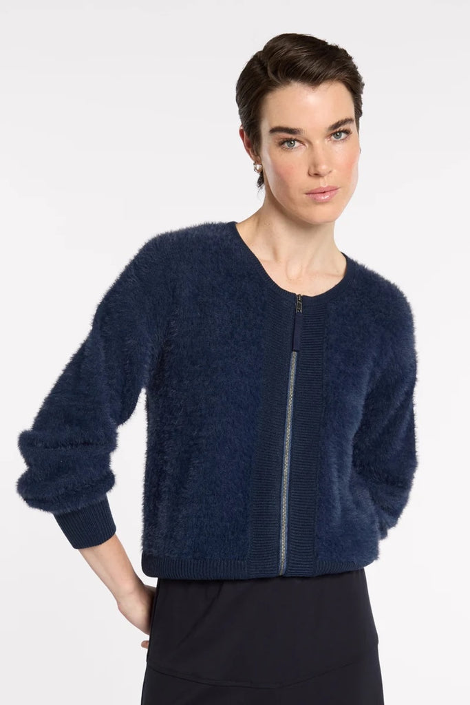 Fluffy Knit Bomber - Navy