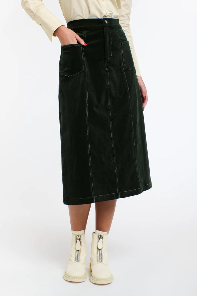 Bonnie Cord Skirt - Hunter Green