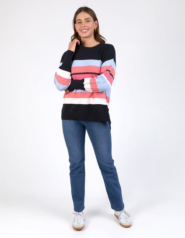 Lacey Stripe Knit - Navy/Pink