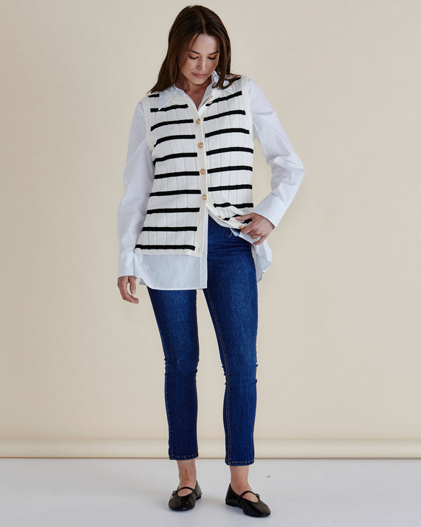 Nicollete Knit Vest - Black Stripe