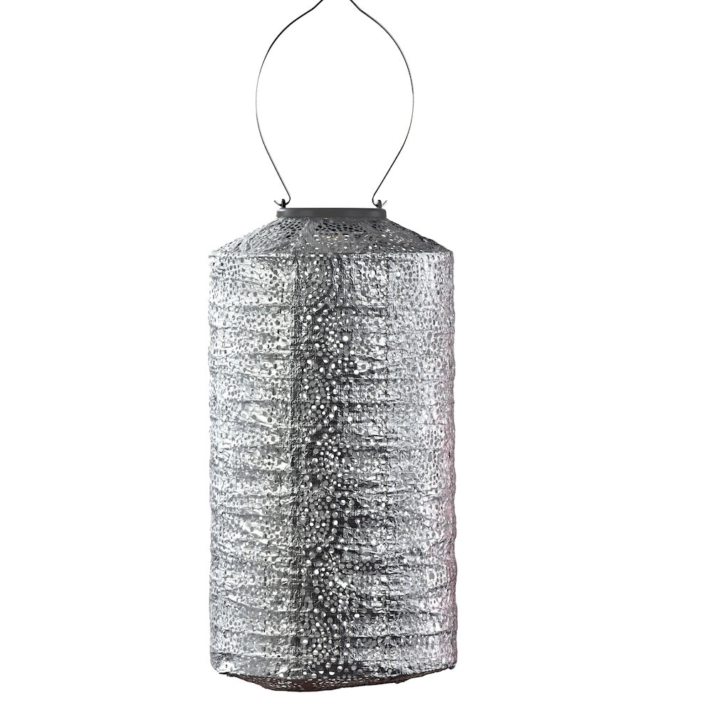 Solar Lantern Cylinder - Silver