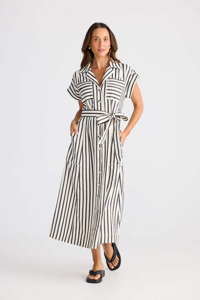 Portia Dress - Black Stripe