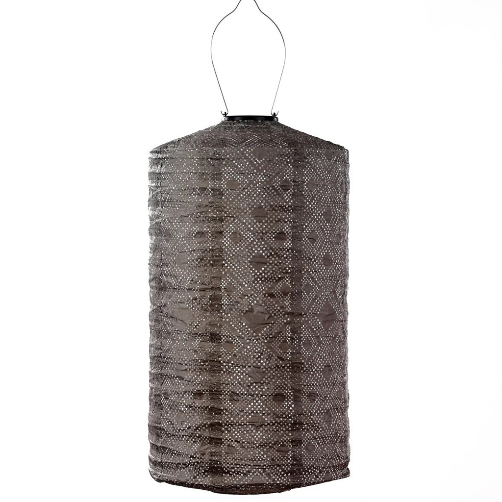 Solar Lantern Cylinder 28cm - Taupe