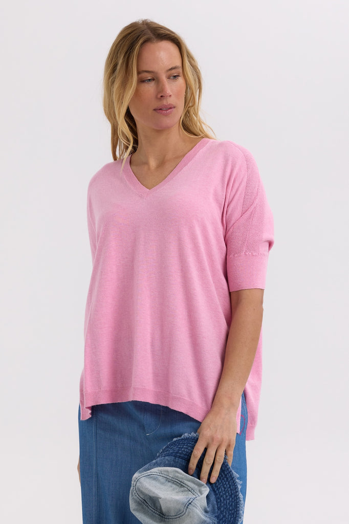 Pointelle Shoulder Top - Fondant
