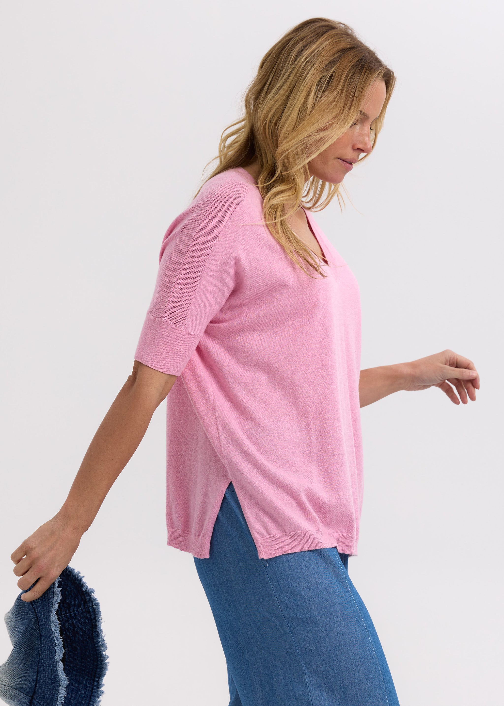Pointelle Shoulder Top - Fondant