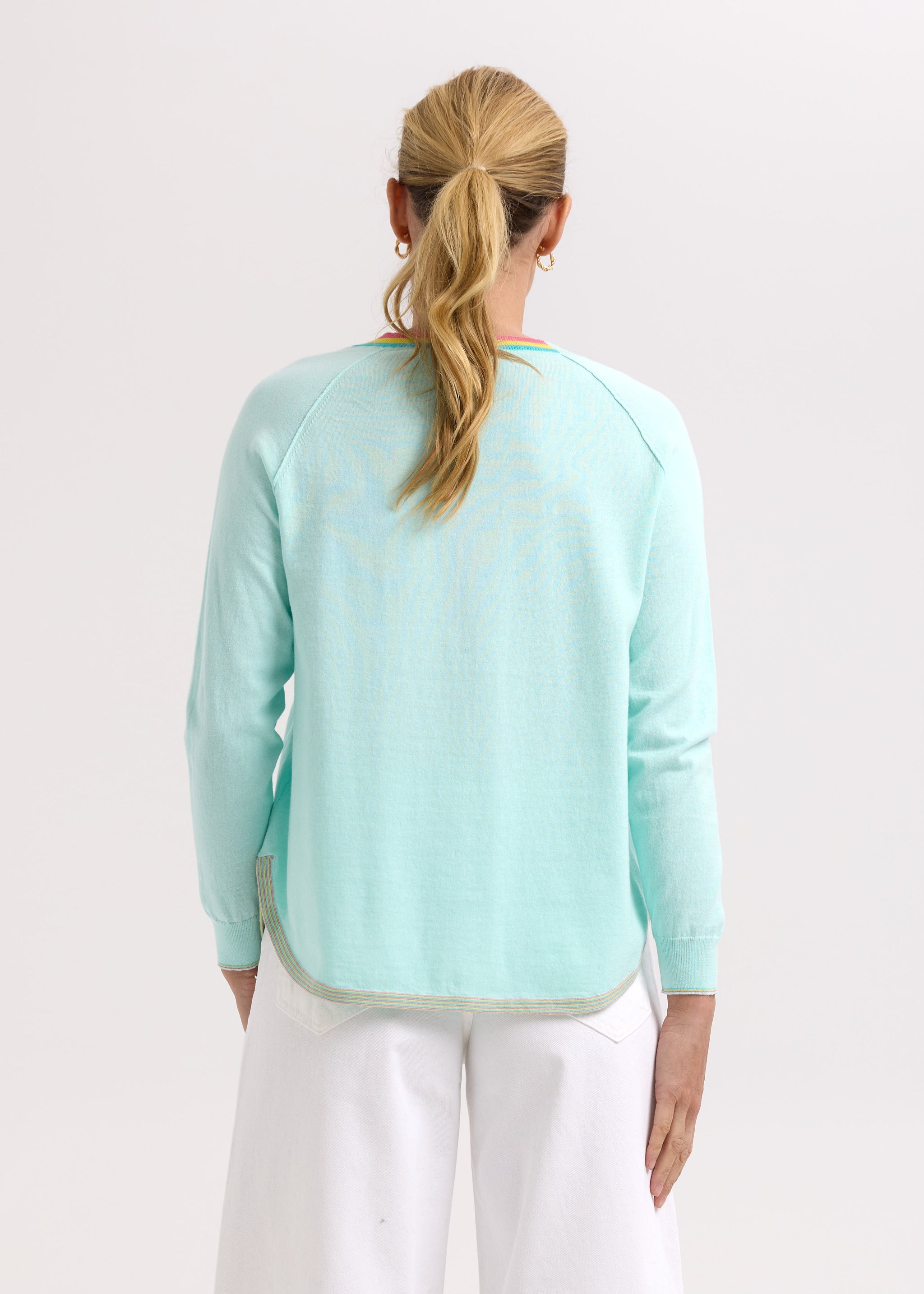 Rounded Bottom V Neck - Light Aqua