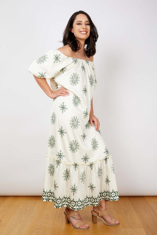 Off-Shoulder Embroidered Dress - One Size