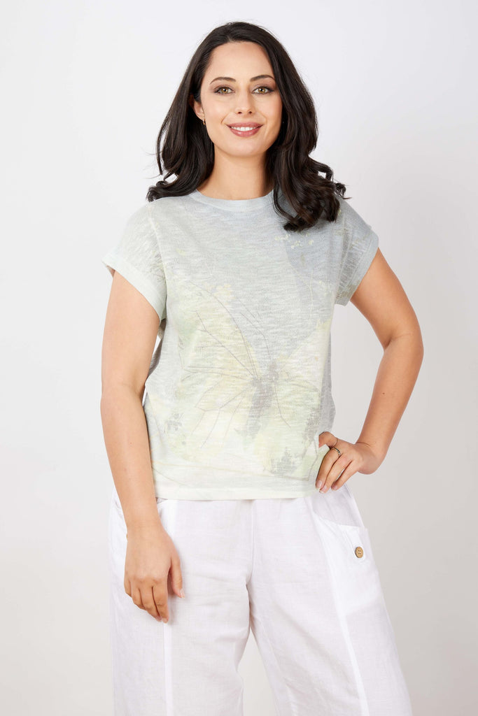 Butterfly Linen Blend Top - One Size