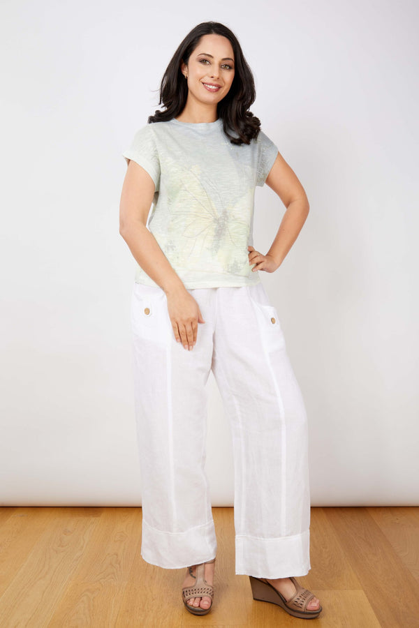 Butterfly Linen Blend Top - One Size