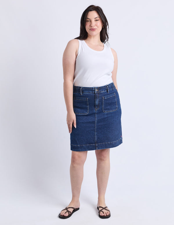 Lennox Denim Skirt - Dark Blue Wash