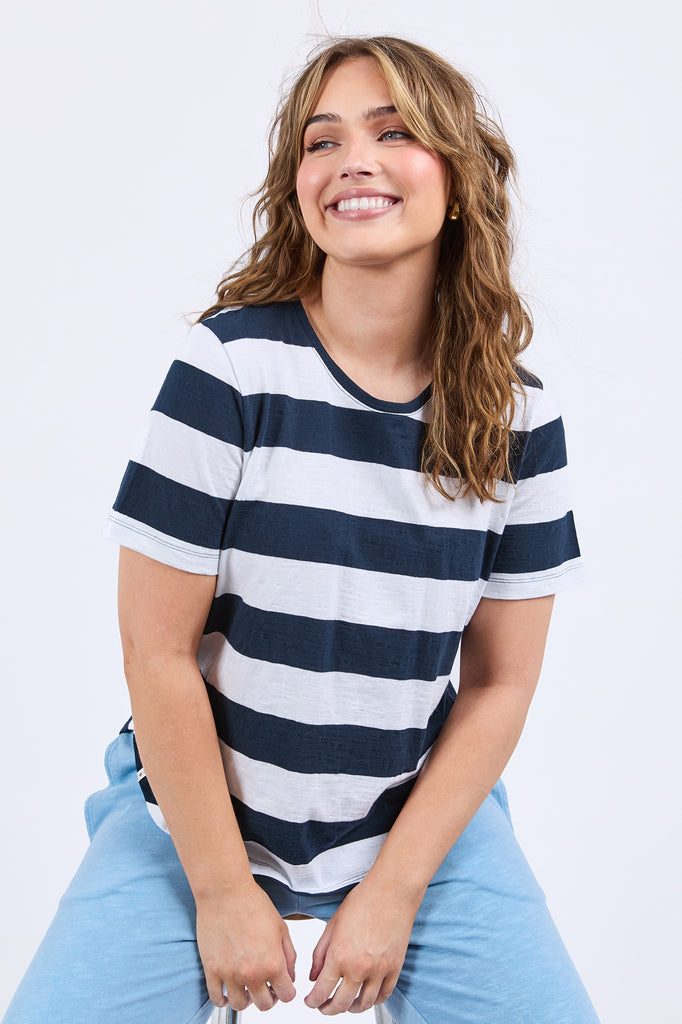 Spritz Stripe S/S Tee - Navy & White Stripe