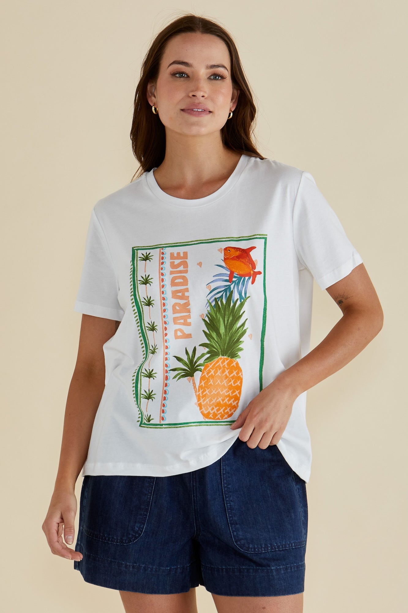 Ellia Crew Tee - Paradise Beach