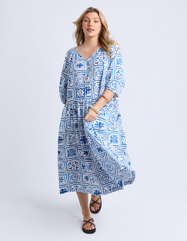 Dolce Tile Midi Dress - Ocean